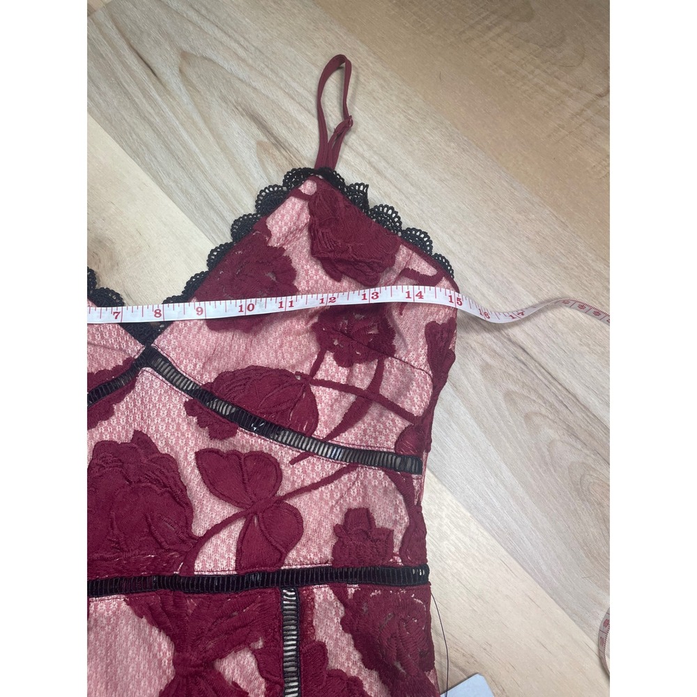 Lulus Alluring Dream Floral Mesh Lace Midi Dress Burgundy XS NWT - Picture 7 of 12